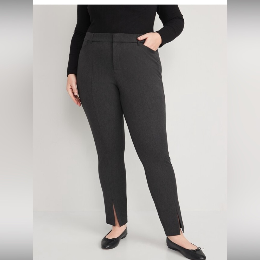 Dark Heathered Gray High-Waited Split Front Old Navy Pixie Skinny size 16 NWT